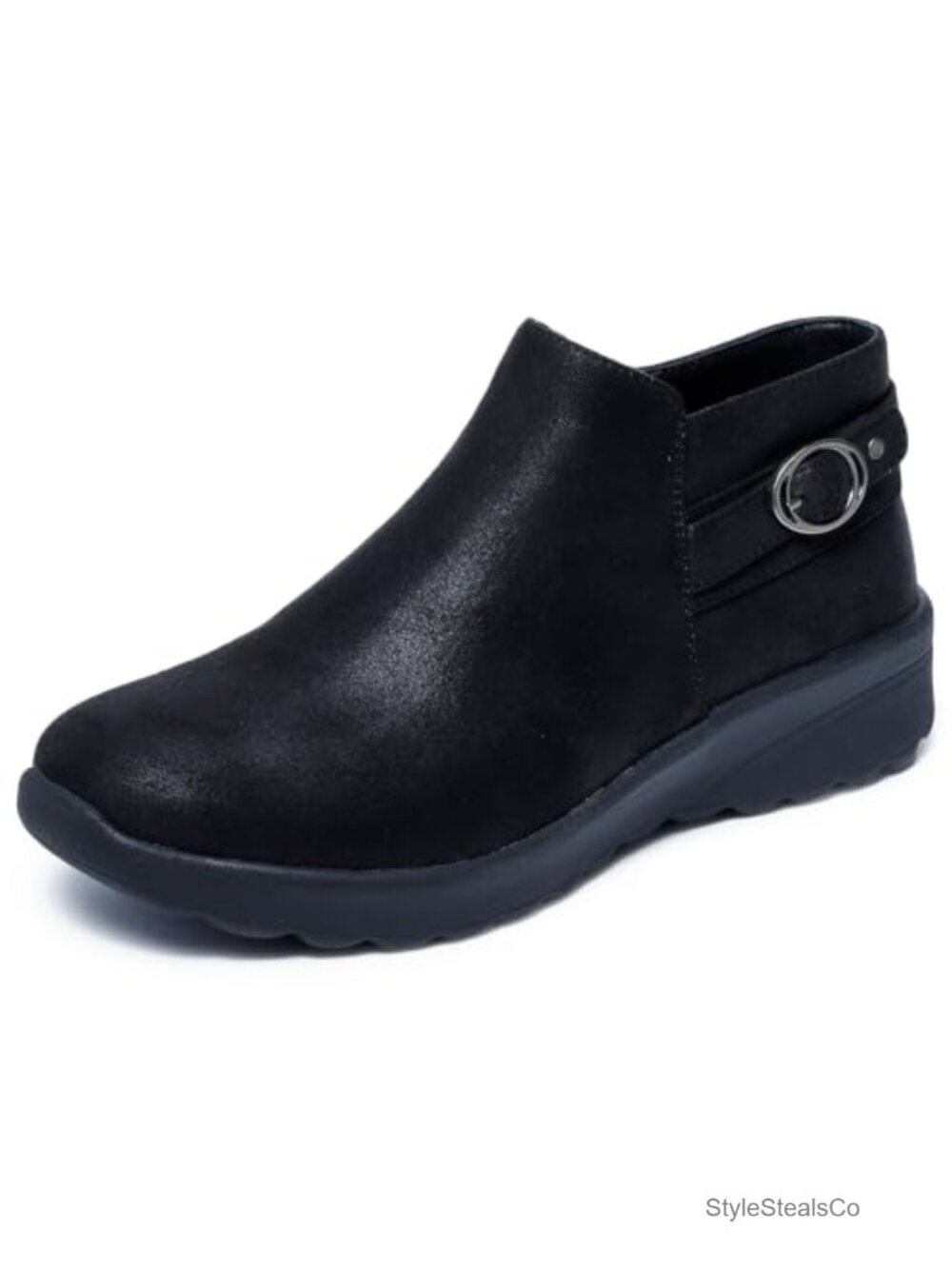 Microleather Ankle Booties with Memory Foam Vegan Comfort